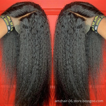 Cheap Human Hair Lace Front Wig With Baby Hair Pre Plucked Full HD Closure Lace Frontal Wig Raw Indian Virgin Hair Yaki Straight